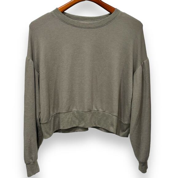Arizona Jean Co Drop Shoulder Cropped Sweater Sweatshirt Size Large Olive Green - Picture 5 of 6